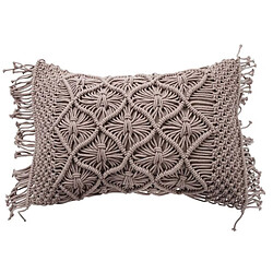 Thedecofactory MACRAME - Coussin macramé en coton tressé violet clair 40x60