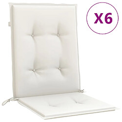 vidaXL Coussins de chaise à dossier bas lot de 6 crème mélangé tissu