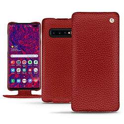 Housse cuir Samsung Galaxy S10+ - Rabat vertical - Tomate ( Pantone #a61715 ) - NOREVE