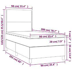 vidaXL Sommier à lattes de lit avec matelas Cappuccino 90x200 cm pas cher