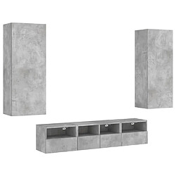 vidaXL Unités murales TV 5 pcs gris béton bois d'ingénierie