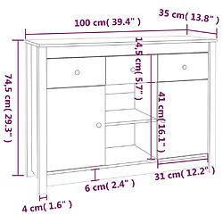 vidaXL Buffet Marron miel 100x35x74,5 cm Bois massif de pin pas cher