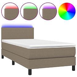 vidaXL Sommier à lattes de lit avec matelas LED Taupe 80x200cm Tissu