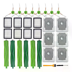 Kit de pièces de rechange compatibles avec IRobot Roomba I7 + I6 + I8 E5 E6 E7, rouleau en caoutchouc, filtres, brosses latérales, sac à poussière