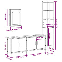 vidaXL Ensemble de meubles de salle de bain 4 pcs Chêne fumé Bois pas cher