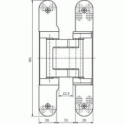 Simonswerk Paumelle Tectus TE 541 FVZ 100 kgs en boîte de 2 paumelles fintion laqué argent F1