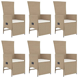 Acheter Ensemble salle à manger de jardin 7 pcs,Table et chaise à dîner d'extérieur beige poly rotin -MN78814