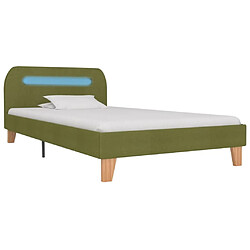 Maison Chic Lit adulte - Cadre de lit avec LED,Structure du lit Contemporain Vert Tissu 90 x 200 cm -MN48694