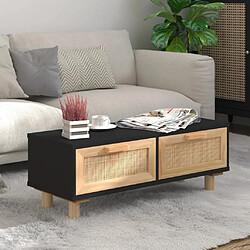 vidaXL Table basse Noir 80x40x30 cm Bois d'ingénierie et pin massif