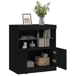 Maison Chic Commode Buffet - Meuble de rangement avec lumières LED noir 60x37x67 cm -GKD19080 pas cher