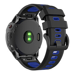 Bracelet en silicone bicolore, libération rapide 26mm, noir/bleu pour votre Garmin Fenix 7X