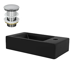 ML-Design Vasque à poser en céramique noir lavabo avec garniture de vidage 460x260x110 mm