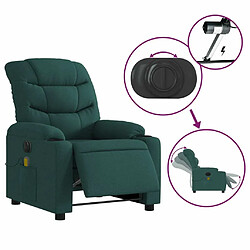 Maison Chic Fauteuil Relax pour salon, Fauteuil de massage inclinable électrique Vert foncé Tissu -GKD66283 pas cher