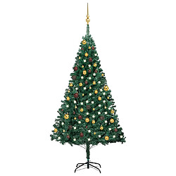 vidaXL Arbre de Noël artificiel pré-éclairé et boules vert 180 cm PVC