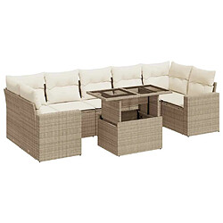 vidaXL Salon de jardin avec coussins 8 pcs beige résine tressée