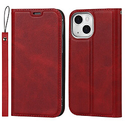 Coque en TPU + PU avec support et porte-carte rouge pour votre iPhone 13 mini 5.4 pouces