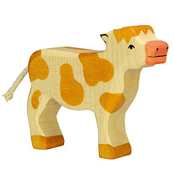 Figurine en bois Holztiger : Animaux de la Ferme : Veau marron