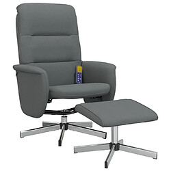 Maison Chic Fauteuil de massage inclinable,Fauteuil luxe de relaxation et repose-pieds gris foncé tissu -MN81387