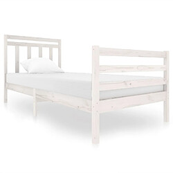 vidaXL Cadre de lit sans matelas blanc bois massif 90x200 cm