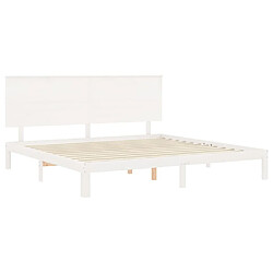 Maison Chic Lit adulte - Cadre Structure de lit avec tête de lit Contemporain blanc 200x200 cm bois massif -MN17710 pas cher