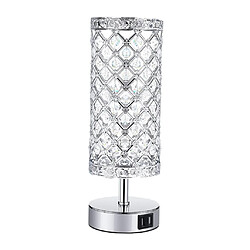 Lampe Cristal, Lampe de Chevet E26, 600LM Cristal de Mode Créatif Lampe de Table avec 2 Ports de Chargement USB, pour Salon Chambre Hôtel