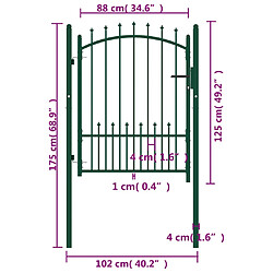 Acheter vidaXL Portail de clôture avec pointes Acier 100x125 cm Vert