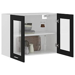 Avis vidaXL Armoire en verre suspendue noir 80 cm