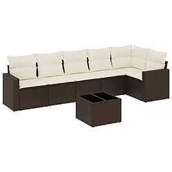 vidaXL Salon de jardin avec coussins 7 pcs marron résine tressée