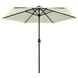 Maison Chic Parasol Jardin | Parasol avec LED et mat en aluminium 270 cm Blanc sable - GKD52986