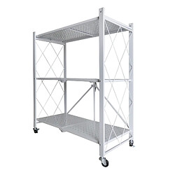 Avis Nyana Home Etagère de rangement pliante polyvalente avec roulettes 71x35x87cm Blanc