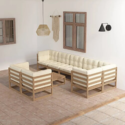 Maison Chic Ensemble Tables et chaises d'extérieur 9 pcs avec coussins,Salon de jardin Bois de pin massif -GKD556806