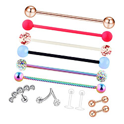 Acheter 1 Set Nez Lèvre Langue Sourcil Tragus Nombril Anneau Piercing Bijoux C-12pcs