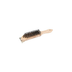 Brosse métallique manche bois 6 rangs et racloir L. 290 mm - PB16 - Silverline