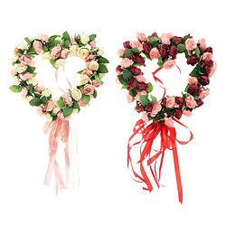 Guirlande de Fleurs de Rose En Forme de Coeur En Soie Artificielle 2pcs