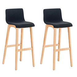 Decoshop26 Lot de 2 tabourets de bar design avec structure de 4 pieds en bois et assise en tissu noir 10_0004214