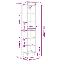 vidaXL Buffet haut Sonoma gris 34,5x32,5x180 cm Bois d'ingénierie pas cher