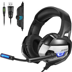 Wewoo Casque noir et gris pour PS4, Smartphone, Tablette, Ordinateur, Ordinateur Portable + Deep Bass Gaming avec Microphone Lumière LED