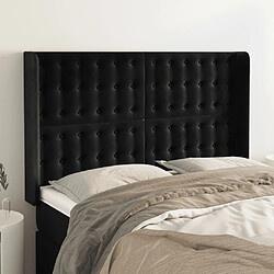 vidaXL Tête de lit avec oreilles Noir 147x16x118/128 cm Velours