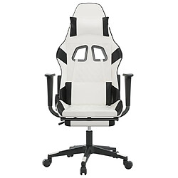 Avis vidaXL Chaise de jeu de massage avec repose-pied Blanc&Noir Similicuir