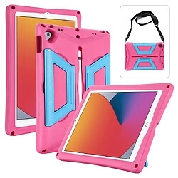 Coque en TPU antichoc avec béquille et bandoulière rose/bleu pour votre iPad 10.2 (2020)/(2019)/(2021)/Air 10.5 pouces (2019)/Pro 10.5-pouces (2017)