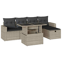 vidaXL Salon de jardin 6 pcs avec coussins gris clair résine tressée