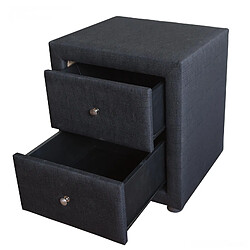 Decoshop26 Table de chevet en tissu noir avec 2 tiroirs de rangement MOC06008