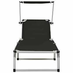 Acheter Maison Chic Chaise longue pliable de jardin | Bain de soleil Relax | Transat avec toit Aluminium et textilène Noir -GKD75088