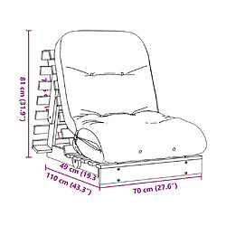 vidaXL Canapé-lit futon avec matelas 70x206x11 cm bois massif de pin pas cher