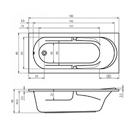 Baignoire acrylique RIHO FUTURE 180x80 cm