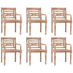 vidaXL Chaises Batavia lot de 6 blanc bois de teck solide délavé