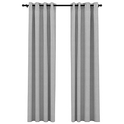 vidaXL Rideaux occultants Aspect lin avec œillets 2 pcs Gris 140x225cm