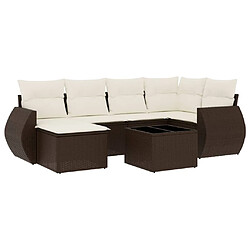 vidaXL Salon de jardin avec coussins 7 pcs marron résine tressée