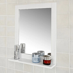 SoBuy FRG129-W Miroir Mural Meuble Salle de Bain 1 étage Plateau L40xP10xH49cm- Blanc