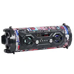 Universal Haut-parleurs Bluetooth portables avec lumières LED colorées Haut-parleurs extérieurs sans fil puissants Camping Party Subwoofer Surround Sound Box | Haut-parleurs portables (graffiti)